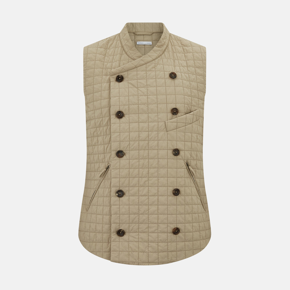 Sand Double-Breasted Quilted Gilet