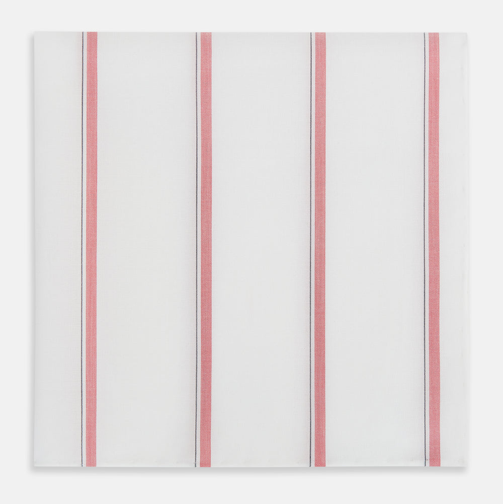 Coral Track Stripe Hand-Rolled Handkerchief