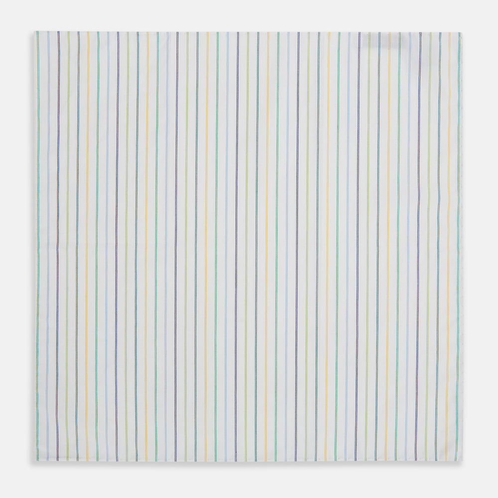 Yellow Multi Double Pinstripe Hand-Rolled Handkerchief