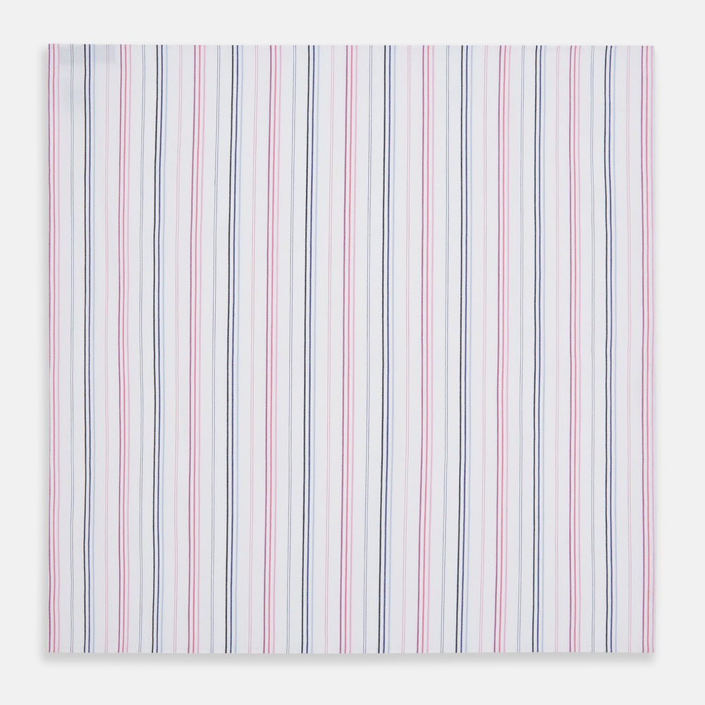 Hand Rolled Pink and Blue Multi Stripe Handkerchief