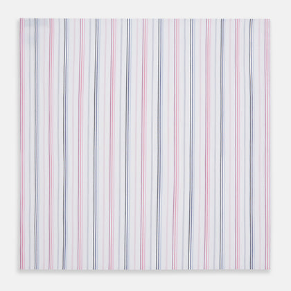 Hand Rolled Pink and Blue Multi Stripe Handkerchief Image 2