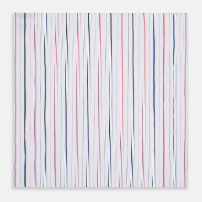 Hand Rolled Pink and Blue Multi Stripe Handkerchief Image 2