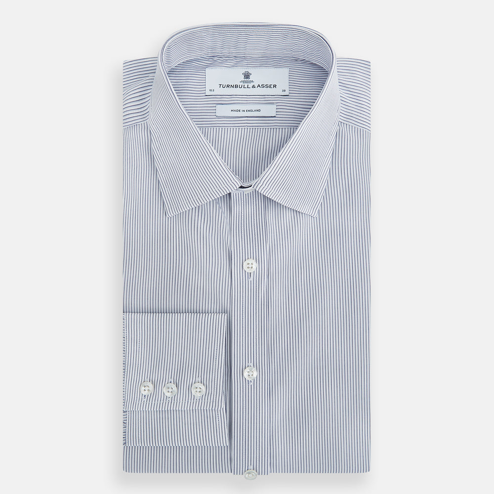 Navy and White Ticking Stripe Mayfair Shirt