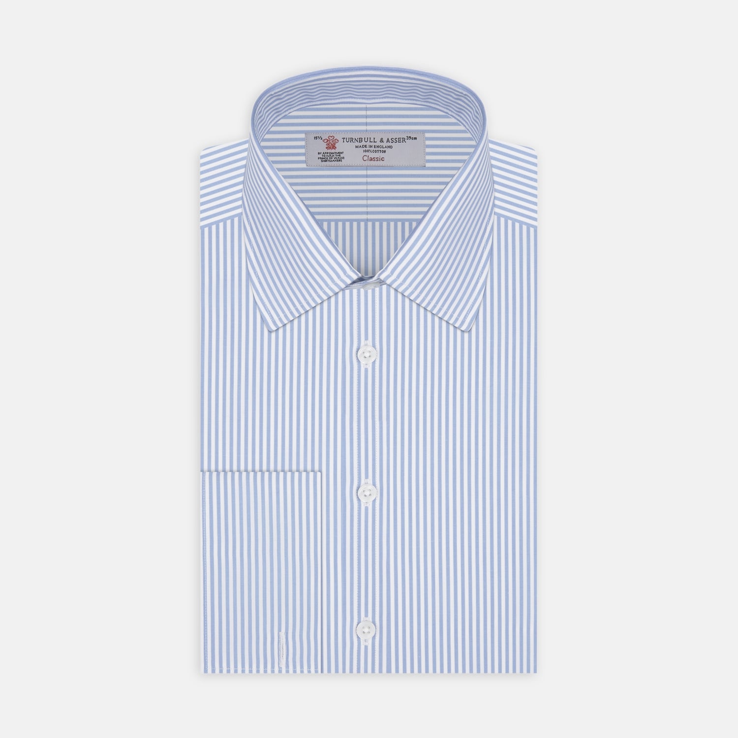 Light Blue Bengal Stripe Shirt with T&A Collar and Double Cuffs