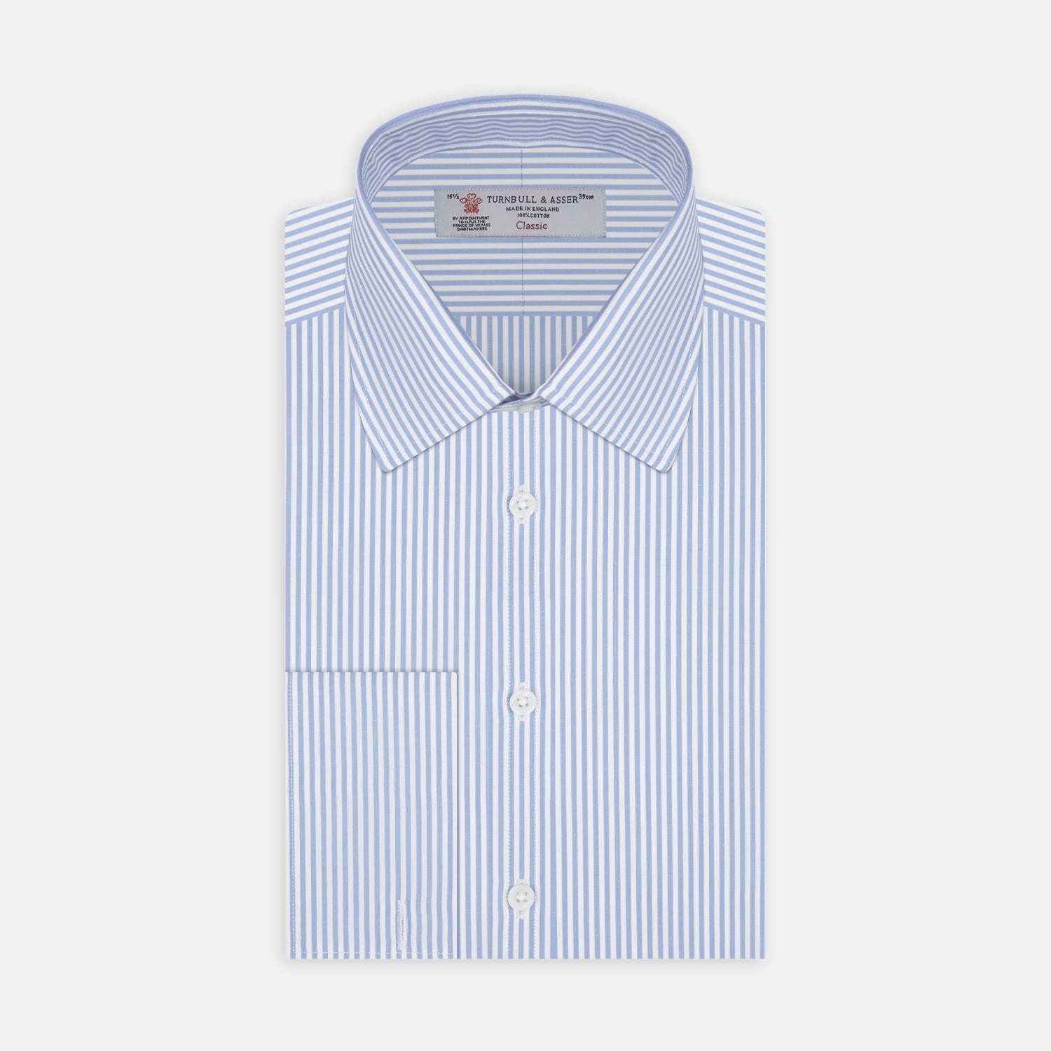 View 1 of product Light Blue Bengal Stripe Shirt with T&A Collar and Double Cuffs