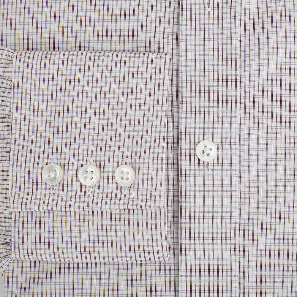 Burgundy Micro Tattersall Check Mayfair Shirt