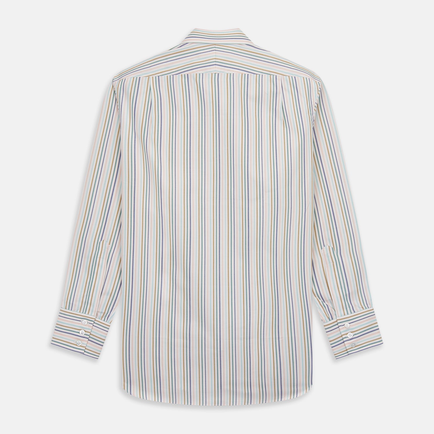 View 5 of product Green Multi Stripe Regular Fit Shirt with T&A Collar and 3 Button Cuffs