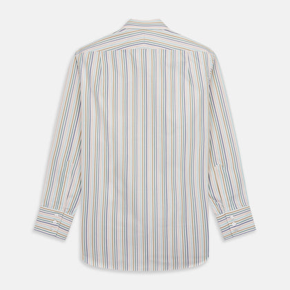 Green Multi Stripe Regular Fit Shirt with T&A Collar and 3 Button Cuffs Image 4