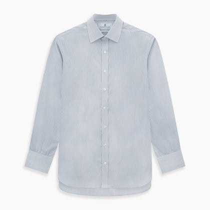 Navy and White Ticking Stripe Mayfair Shirt Image 6