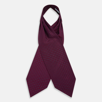 Green Micro Dot and Magenta Silk Cravat Image 2