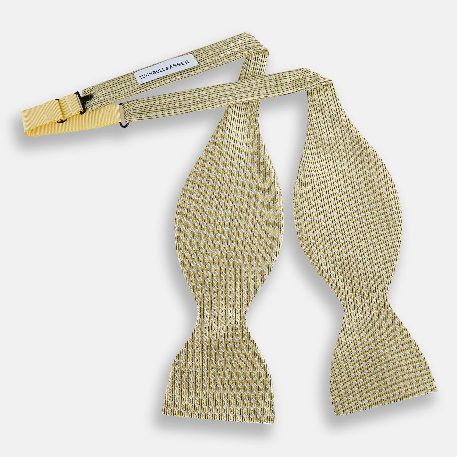 Gold and White Square Silk Bow Tie