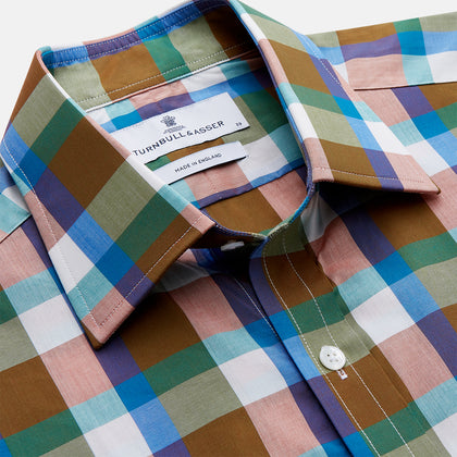Green and Pink Multi-check Cotton Blend Regular Fit Mayfair Shirt Image 1