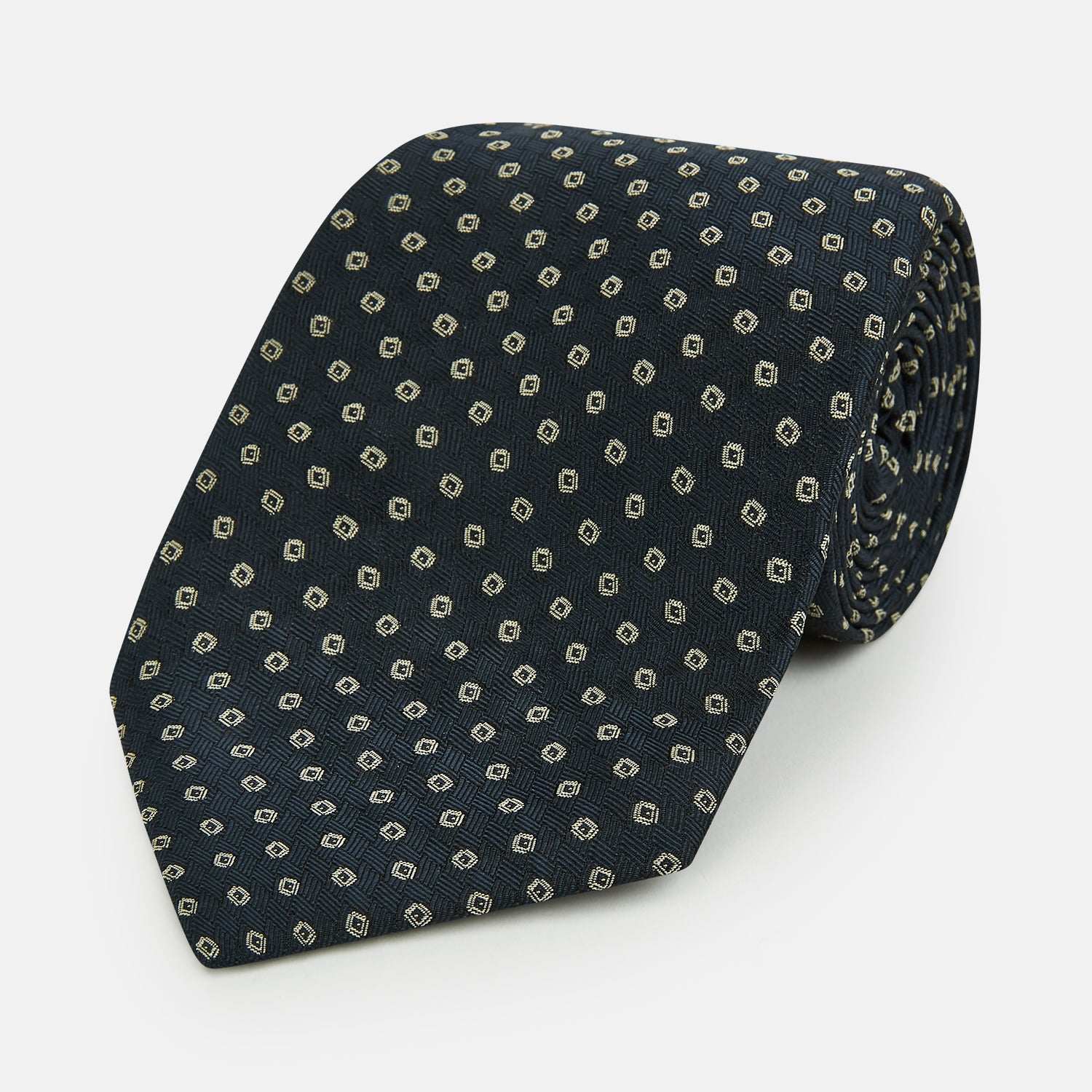 View 1 of product Navy and White Circle Silk Tie