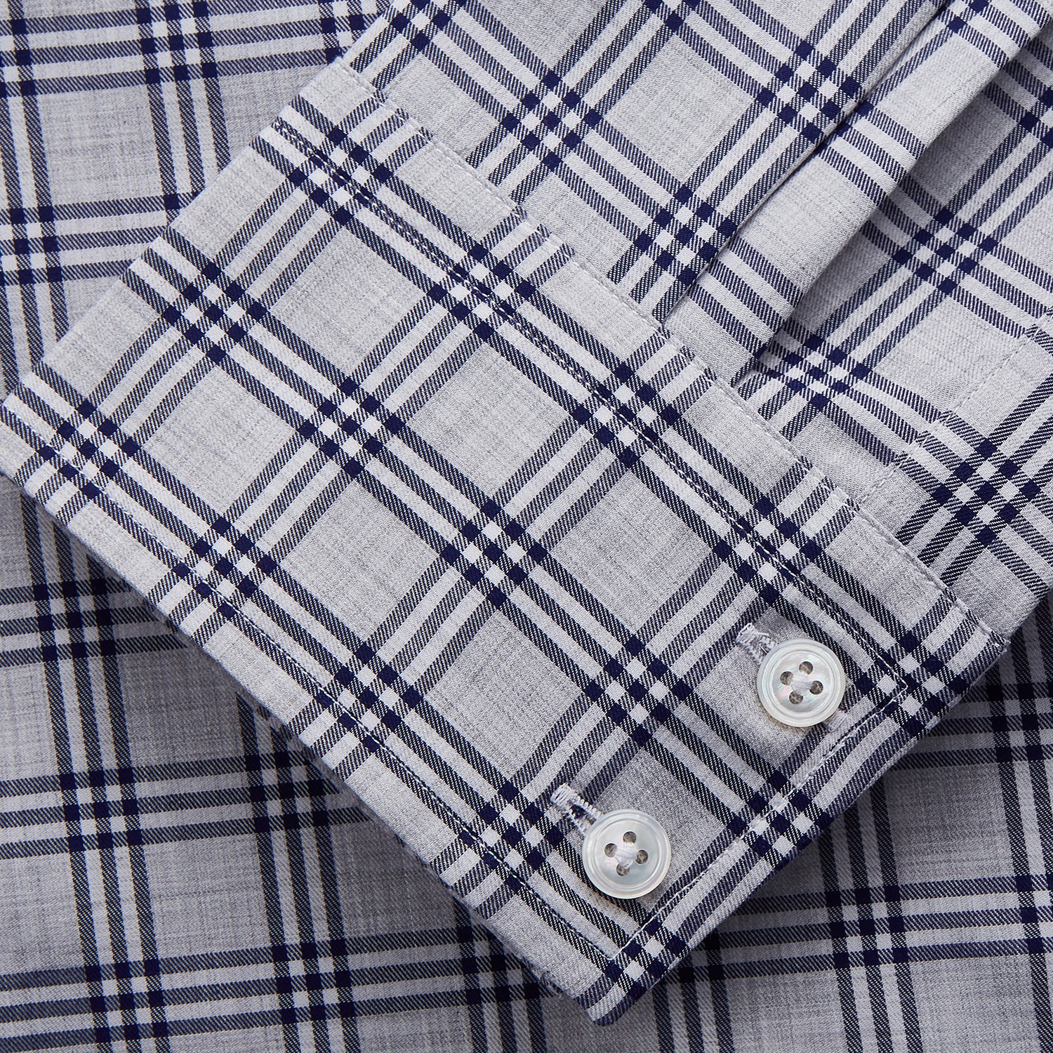 View 4 of product Grey Multi Check Cotton Tailored Fit Shelton Shirt