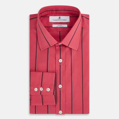 Coral Red Track Stripe Mayfair Shirt Image 4