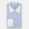 View 5 of product Sky Blue Micro Shadow Check Shirt with Contrast Collar and Double Cuffs