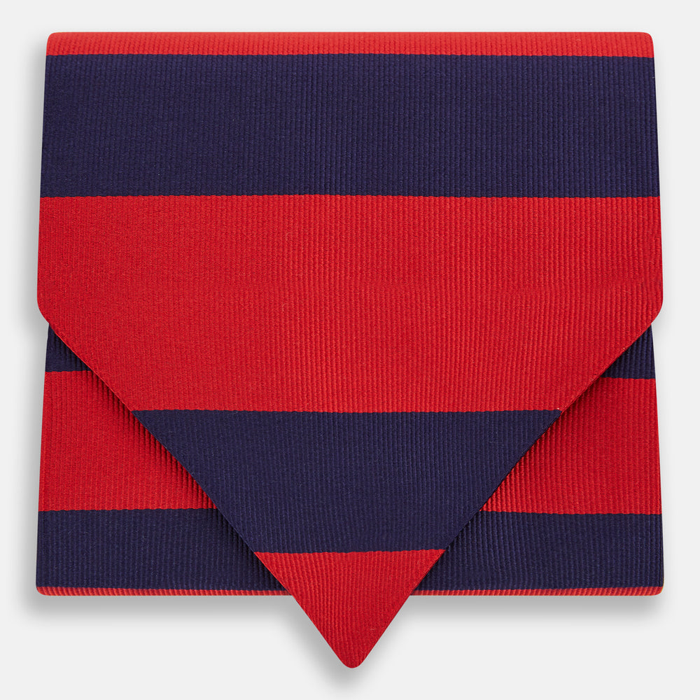 Wide Red Stripe and Navy Silk Cravat