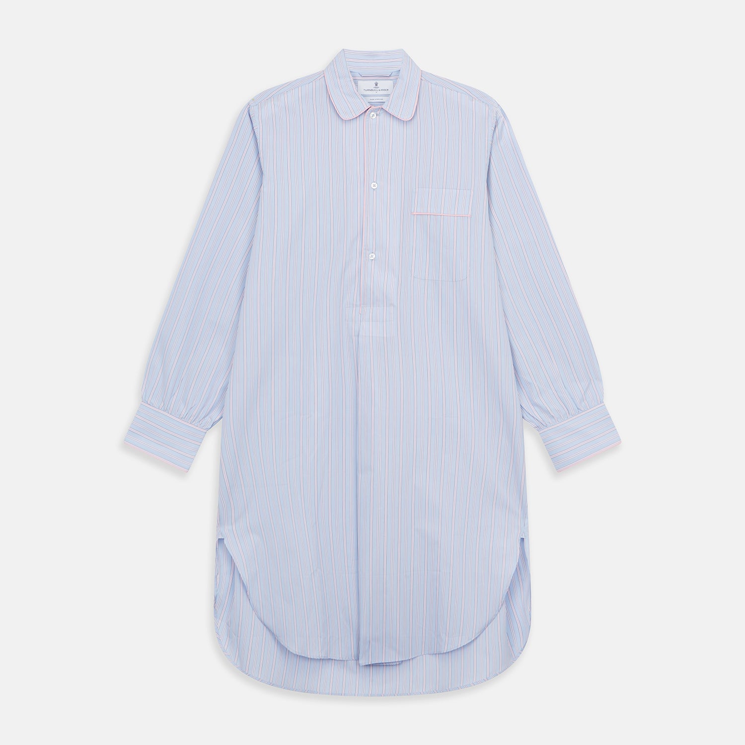 View 1 of product Blue and Pink Stripe Poplin Cotton Nightshirt