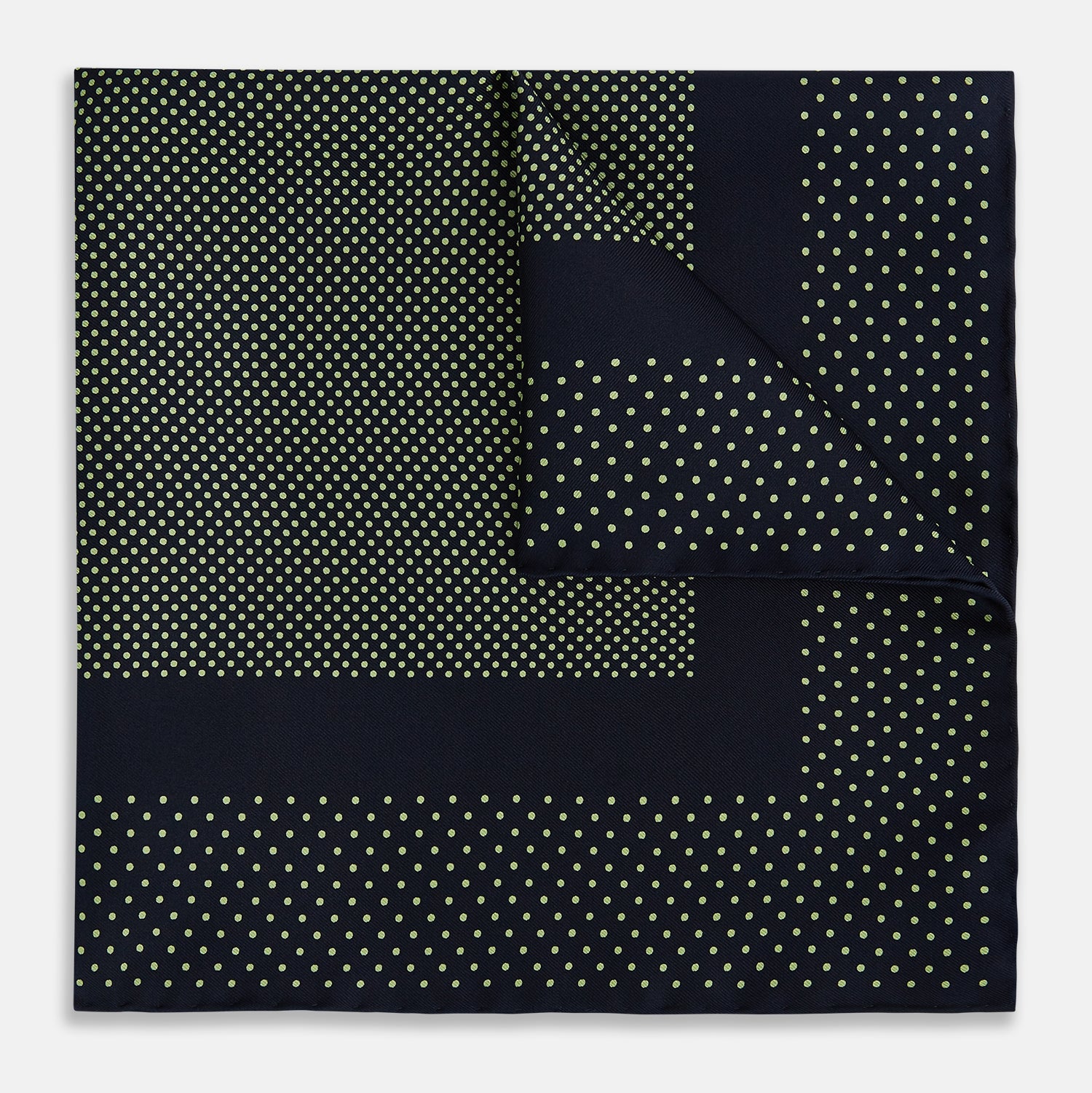 View 1 of product Navy and Melon Green Dot Silk Pocket Square