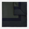 Navy and Melon Green Dot Silk Pocket Square