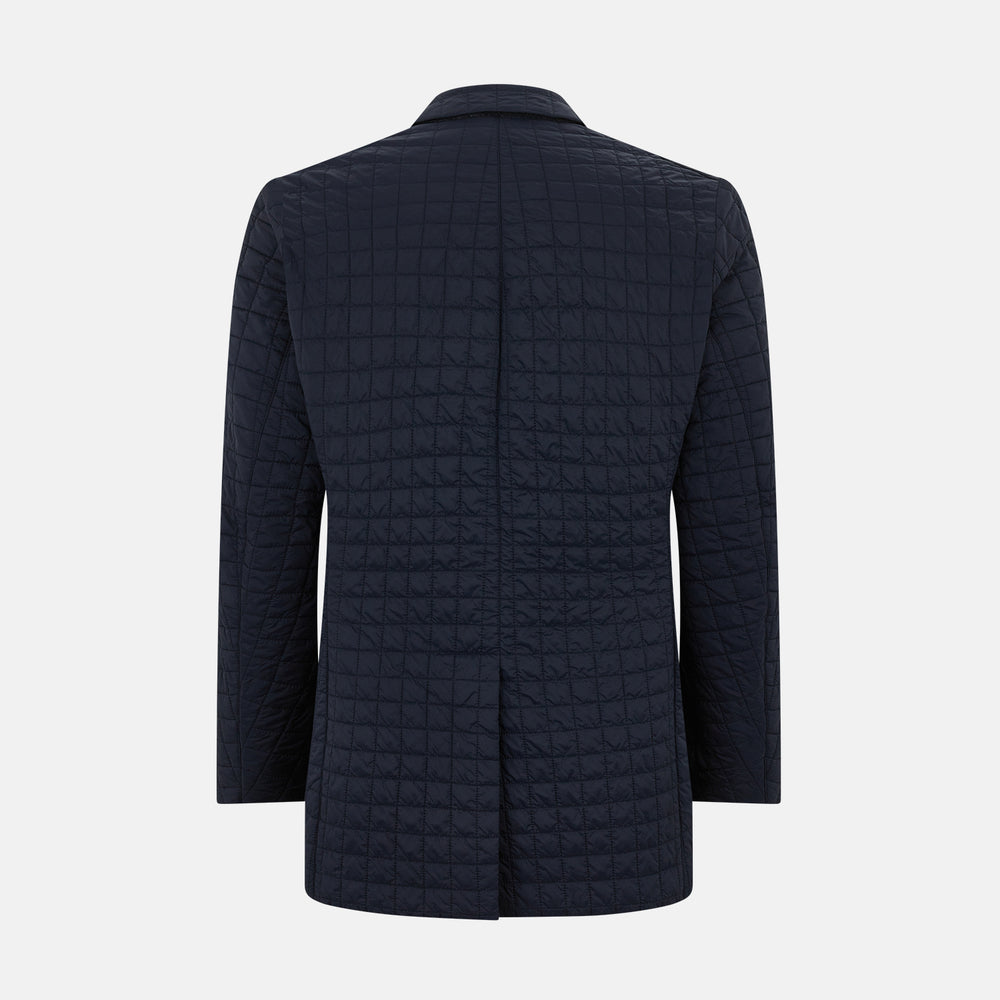 Fulham Navy Single-Breasted Quilted Blazer