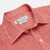 View 3 of product Weekend Fit Red Check Linen Shirt with Derby Collar and 1-Button Cuffs