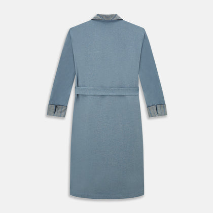 Blue Stripe Collar Cotton Twill Gown Image 2