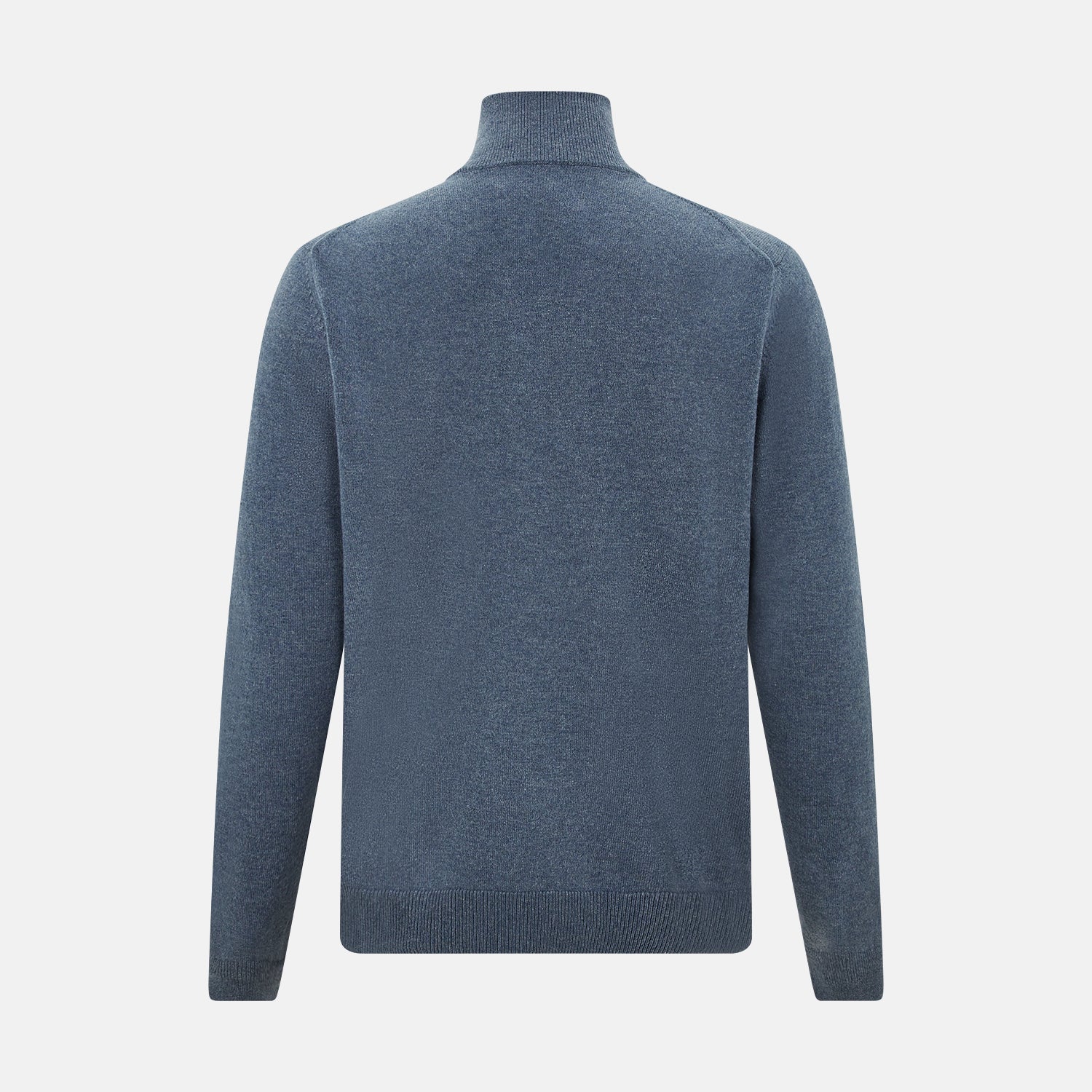 View 3 of product Blue Melange  Half-Zip Cashmere Jumper