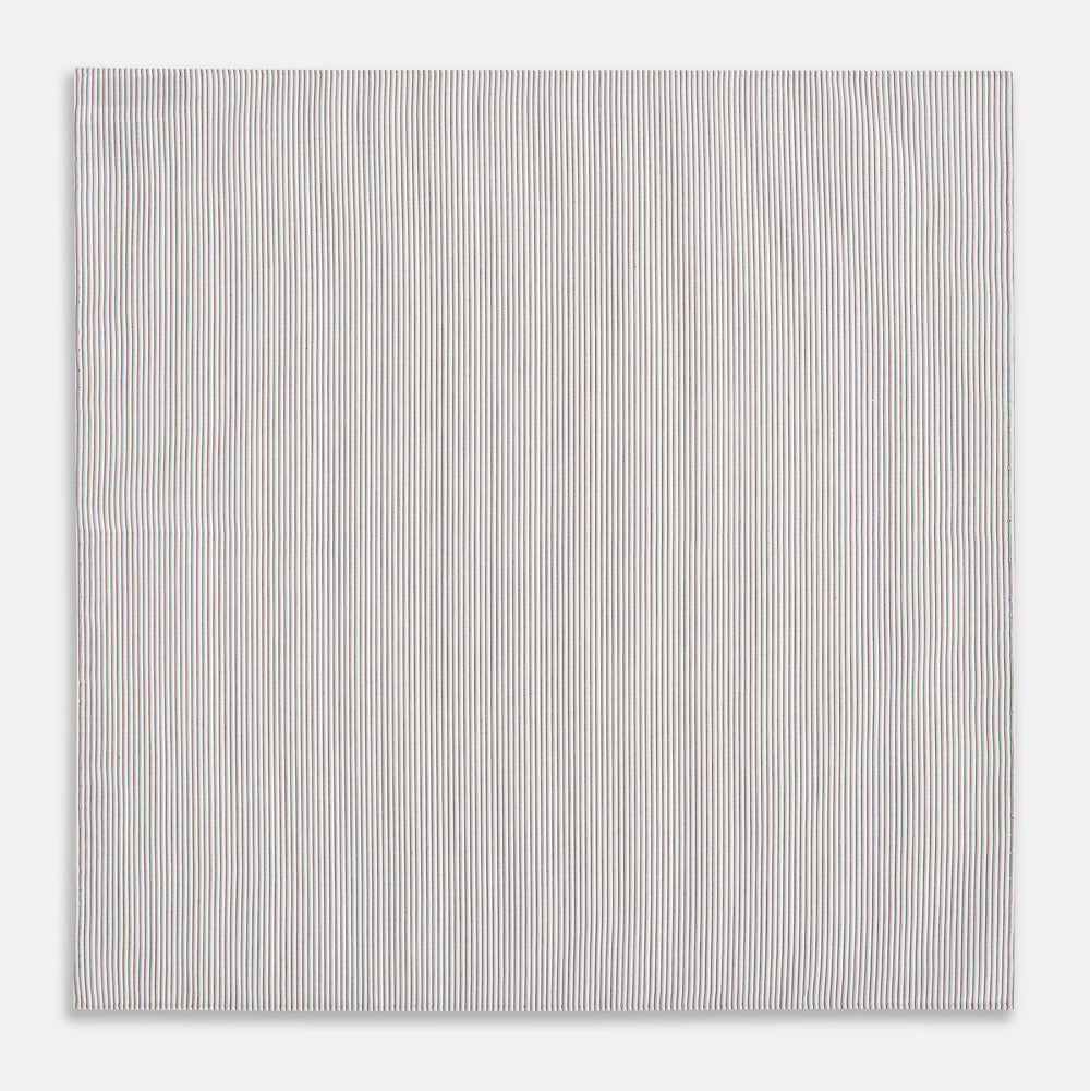 Brown Double Hairline Stripe Hand-Rolled Handkerchief