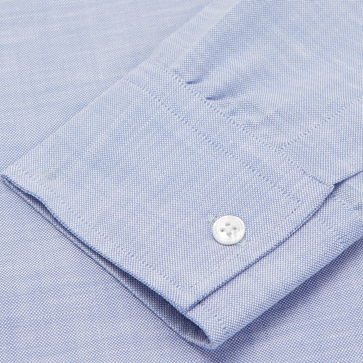 View 3 of product Mid-Blue Chambray Weekend Fit Shirt with Dorset Collar and 1-Button Cuffs