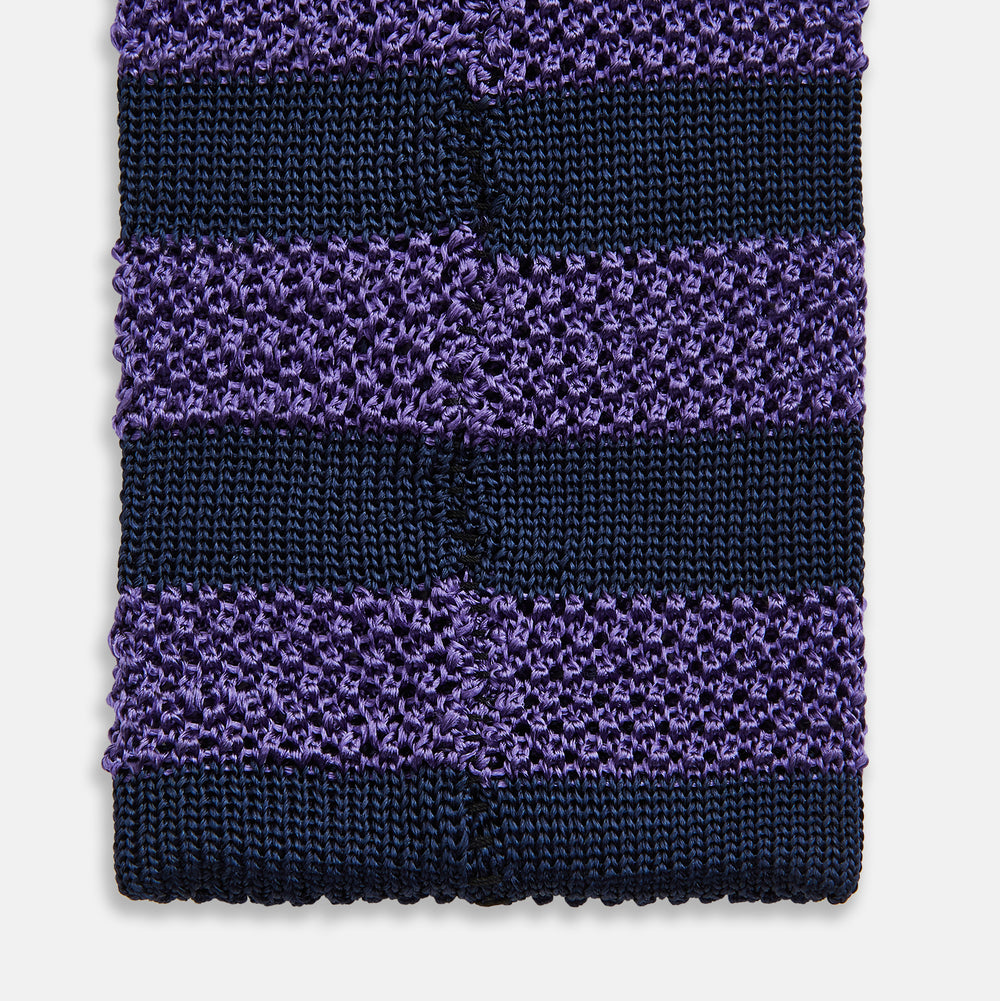 KNITTED STRIPE PURPLE TIE