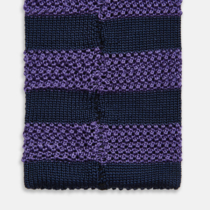KNITTED STRIPE PURPLE TIE Image 3