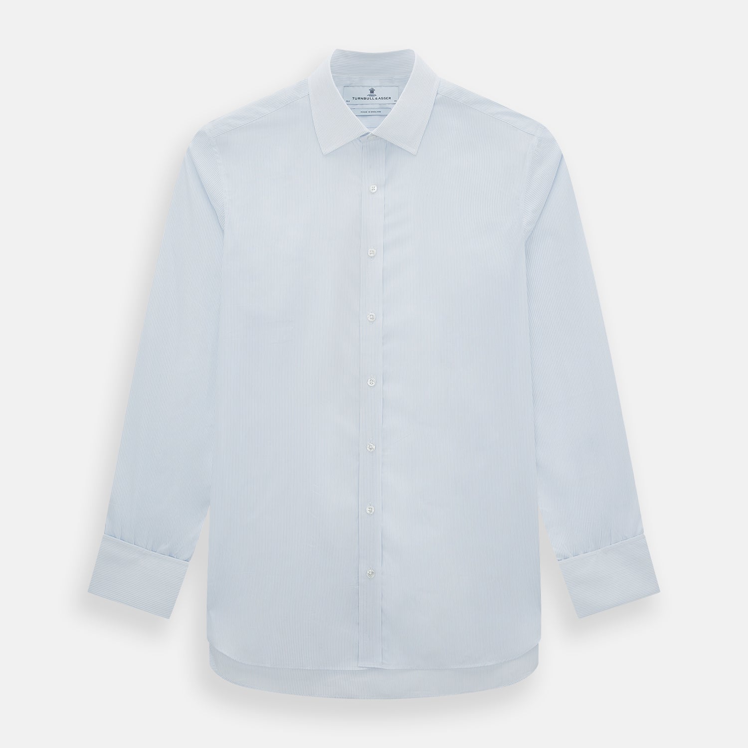 View 1 of product Blue and White Thin Stripe Shirt with T&A Collar and Double Cuffs