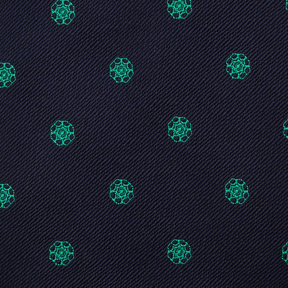 Green flower and navy silk tie Image 2