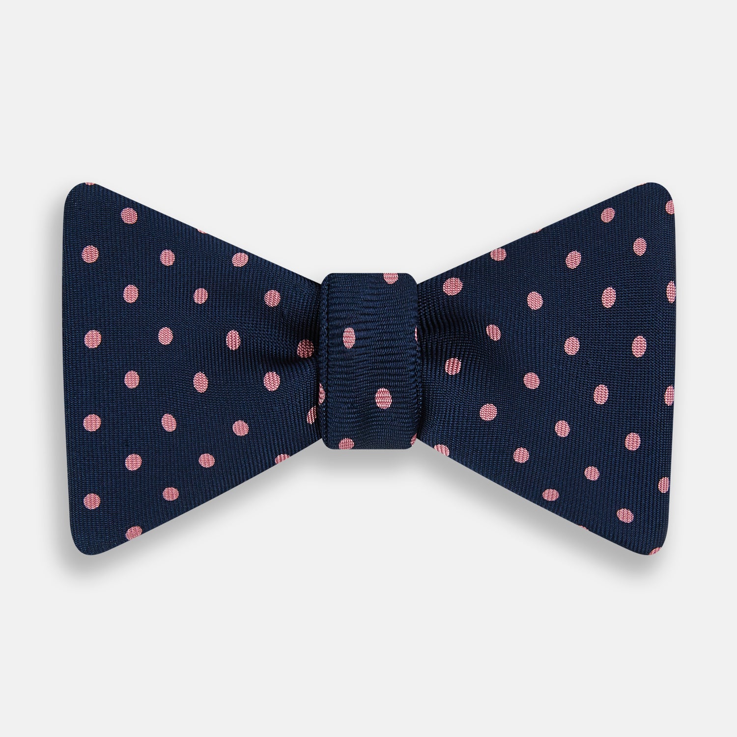 View 1 of product Navy and Pink Spot Silk Bow Tie