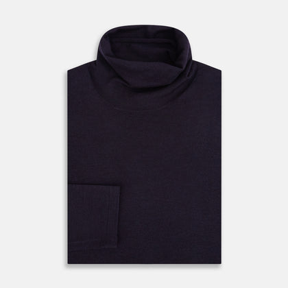 Dark Purple Fine Merino High Neck Jumper Image 3