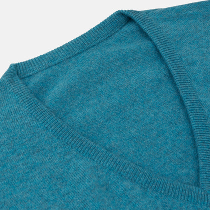 Teal Paden V-Neck Jumper Image 1