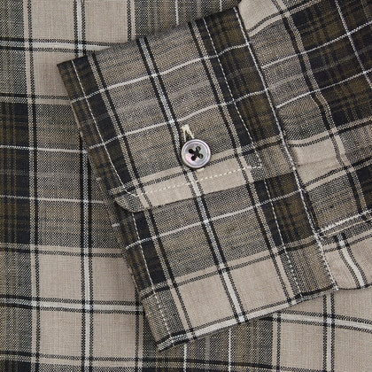 Brown Multi Check Linen Weekend Fit Unwin Shirt Image 2