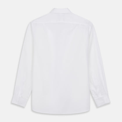 White Pleated Cotton Dress Shirt with T&A Collar and Double Cuffs Image 2