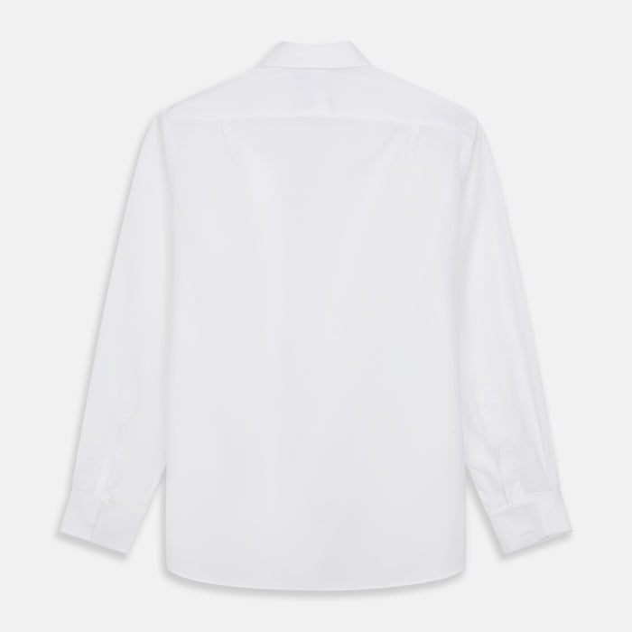 White Pleated Cotton Dress Shirt with T&A Collar and Double Cuffs Image 2