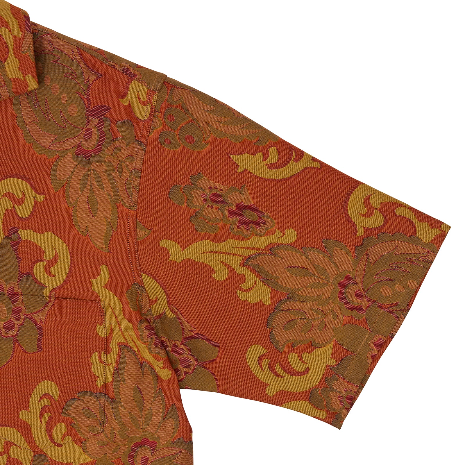 View 4 of product Orange & Ochre Tapestry Weave Cotton Holiday Fit Shirt