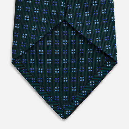 MINI SQUARE SPOT FOREST GREEN BLUE TIE Image 3