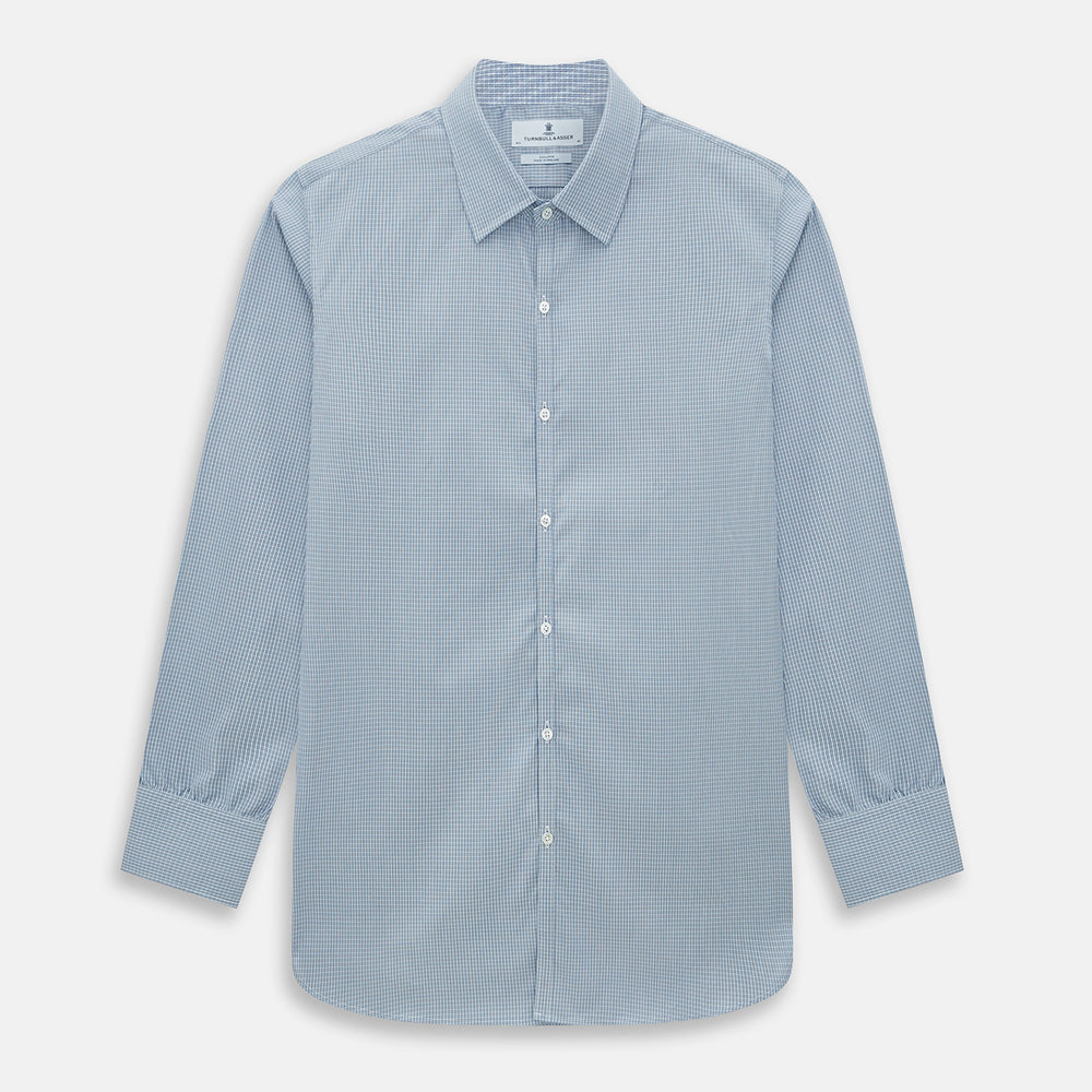 BLUE AND BROWN MICRO SHADOW CHECK WESTMINSTER SHIRT