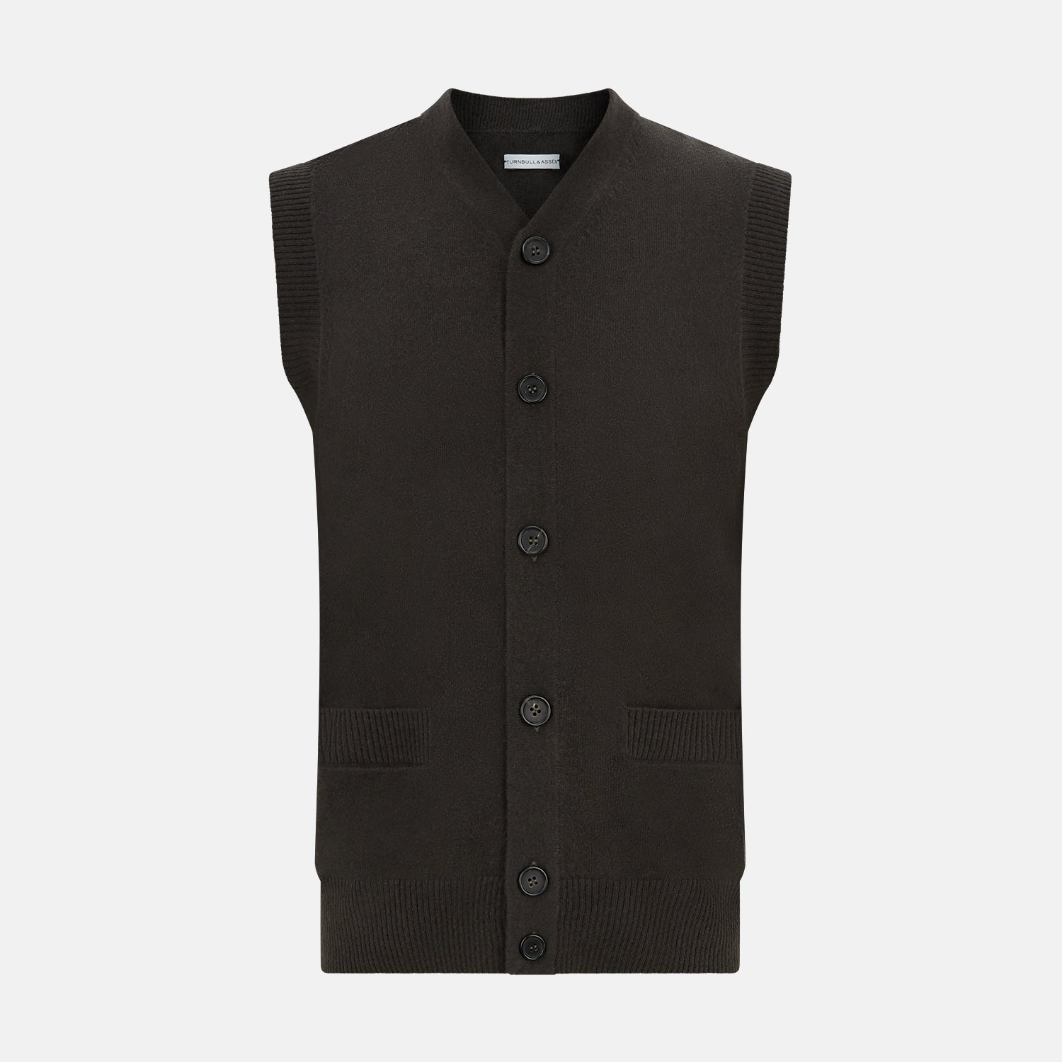 View 1 of product Dark Brown Cashmere Sleeveless Cardigan
