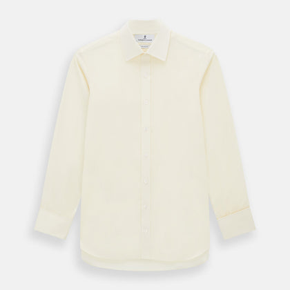 Cream Cotton Shirt with T&A Collar and Double Cuffs