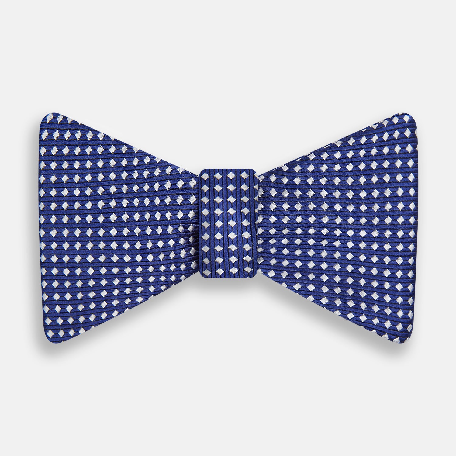 View 1 of product Blue and White Diamond Silk Bow Tie