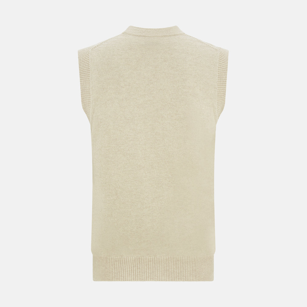 Ivory Cashmere Sleeveless Cardigan