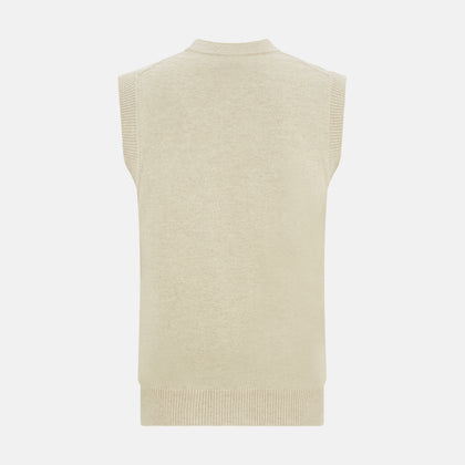 Ivory Cashmere Sleeveless Cardigan Image 2