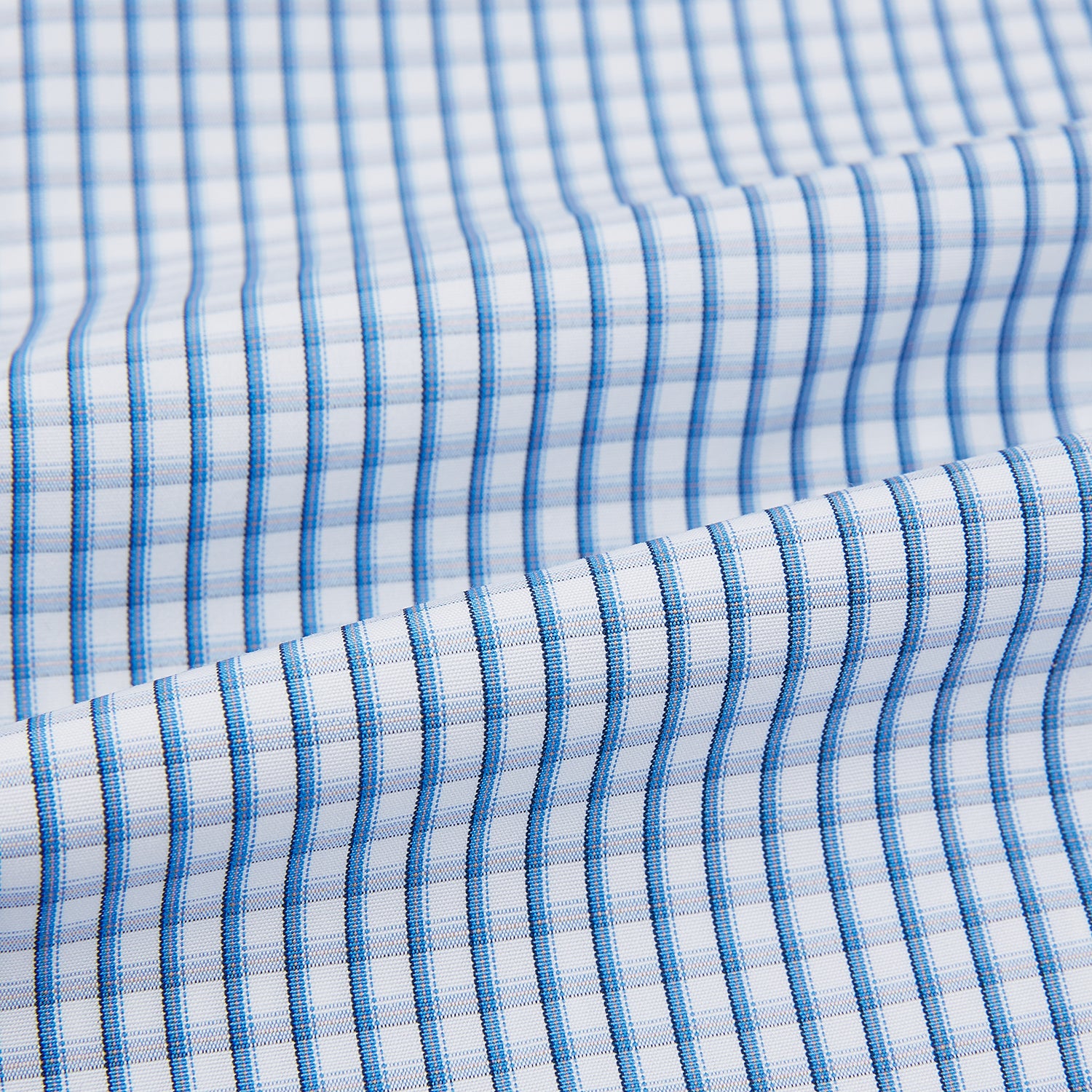 View 6 of product Sky Blue Micro Shadow Check Shirt with Contrast Collar and Double Cuffs
