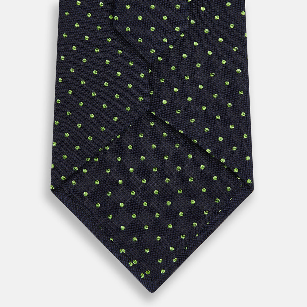 Green and Navy Micro Dot Silk Tie